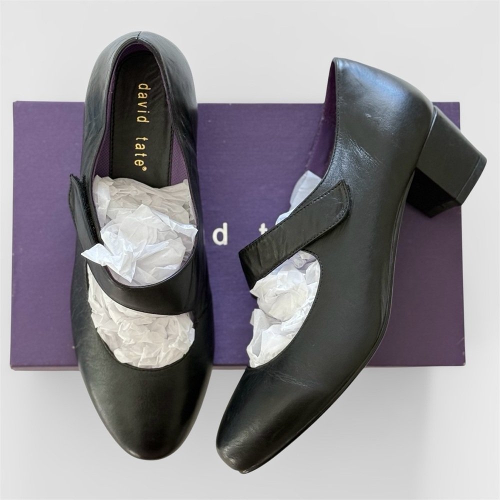 NIB David Tate Sterling Heeled MJ in Black Nappa Leather - Women's 10 Wide